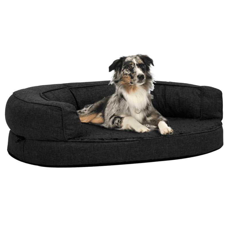 Load image into Gallery viewer, VidaXL Hondenbed ergonomisch linnen-look 75x53 cm fleece zwart
