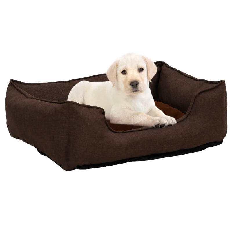 Load image into Gallery viewer, VidaXL Hondenmand linnen-look 85,5x70x23 cm fleece bruin
