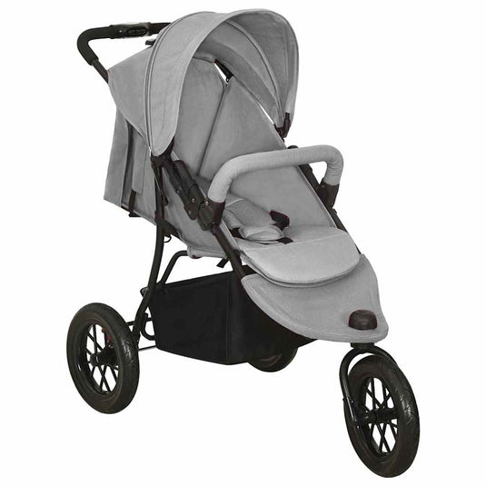 Vidaxl kinderwagen staal lichtgrijs