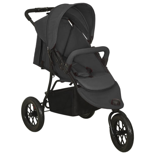 Vidaxl kinderwagen staal antracietkleurig