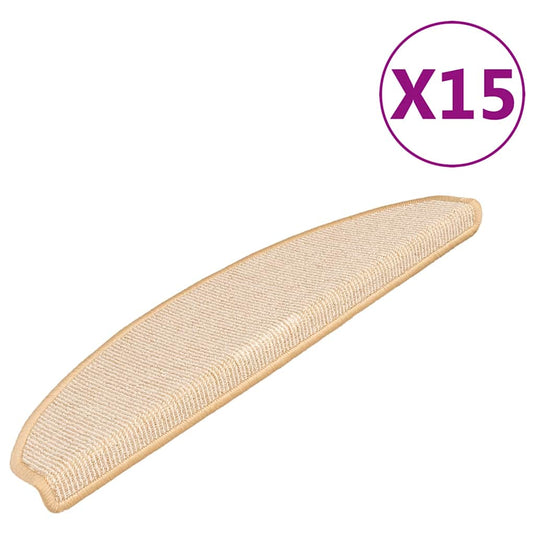 Vidaxl trapmatten 15 st 65x21x4 cm crème halfrond groot