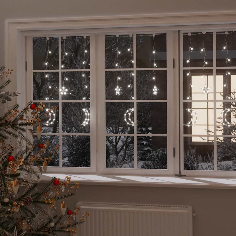 Load image into Gallery viewer, Vidaxl lichtslinger ster en maan afstandsbediening 138 led's koudwit
