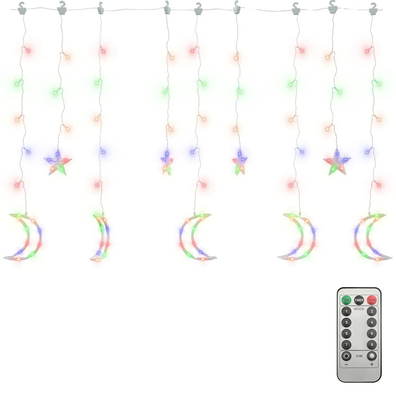 Load image into Gallery viewer, Vidaxl lichtslinger ster en maan 138 led's meerkleurig
