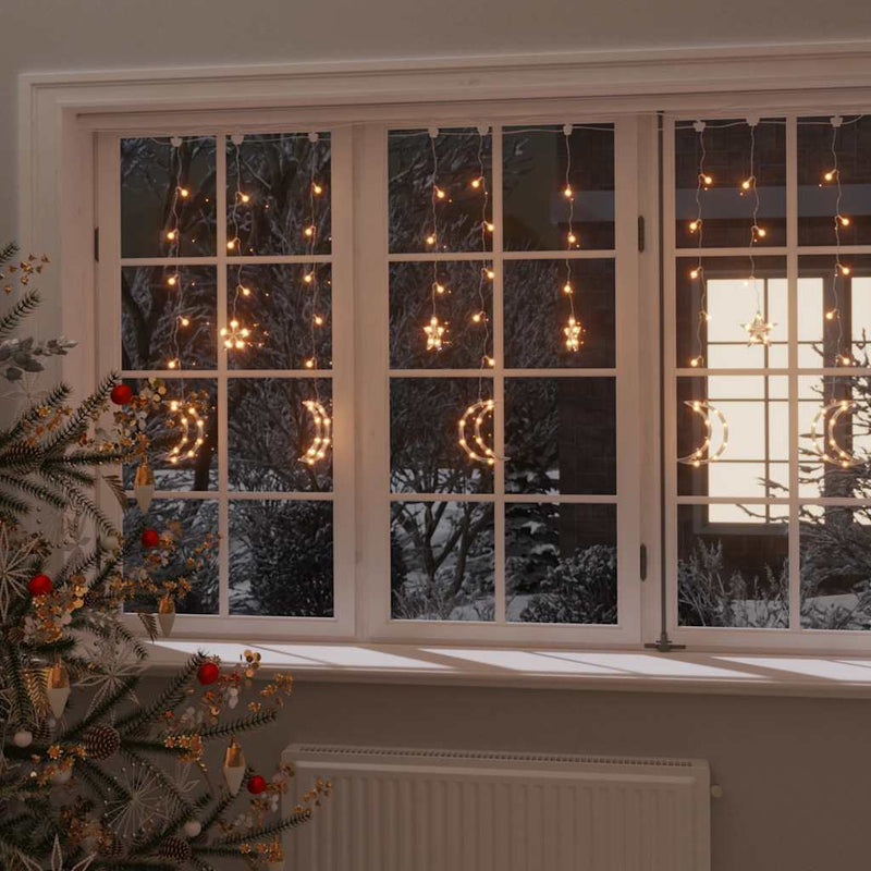 Load image into Gallery viewer, Vidaxl lichtslinger ster en maan afstandsbediening 345 led's warmwit
