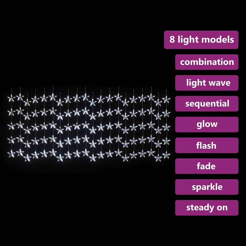 Load image into Gallery viewer, Vidaxl lichtsnoergordijn sterren met 500 led's en 8 functies koudwit
