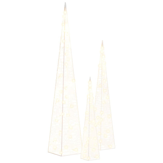 VidaXL Lichtkegelset decoratief LED 30 45 60 cm acryl warmwit