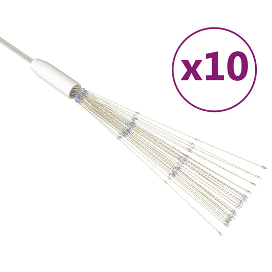 VidaXL 10 st Kerstverlichting vuurwerk 1400 LED's buiten 20 cm blauw