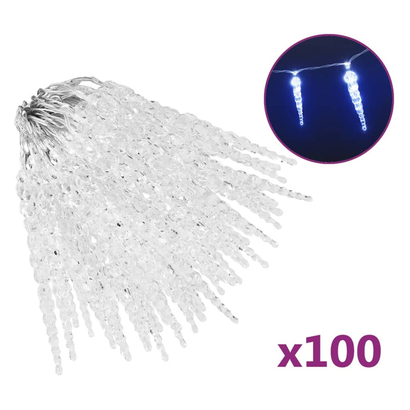 Load image into Gallery viewer, VidaXL Kerstverlichting ijspegel met 100 LED's acryl blauw
