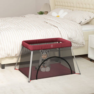 Vidaxl babybox met matras linnen rood