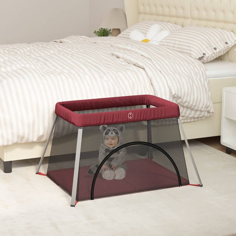 Load image into Gallery viewer, Vidaxl babybox met matras linnen rood
