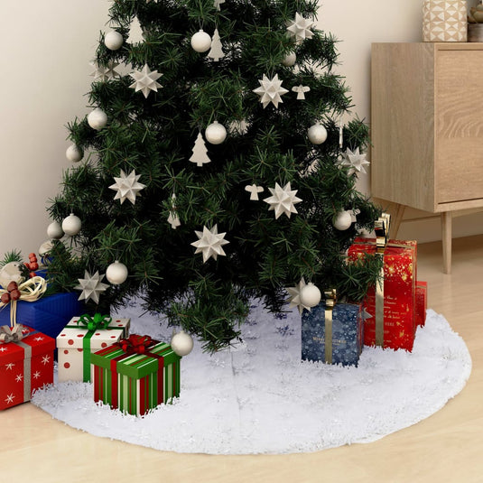 Vidaxl luxe kerstboomrok wit 150 cm imitatiebont