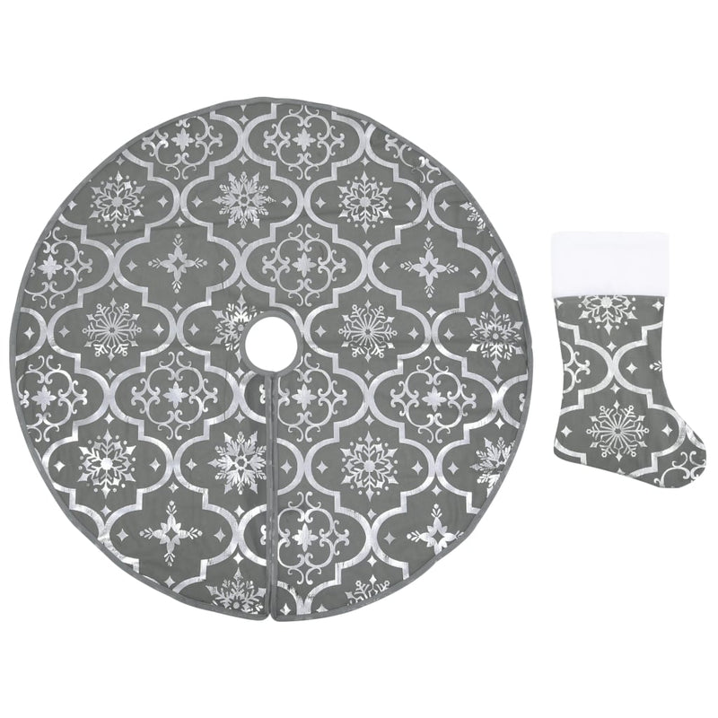 Load image into Gallery viewer, Vidaxl kerstboomrok luxe met sok 90 cm stof grijs
