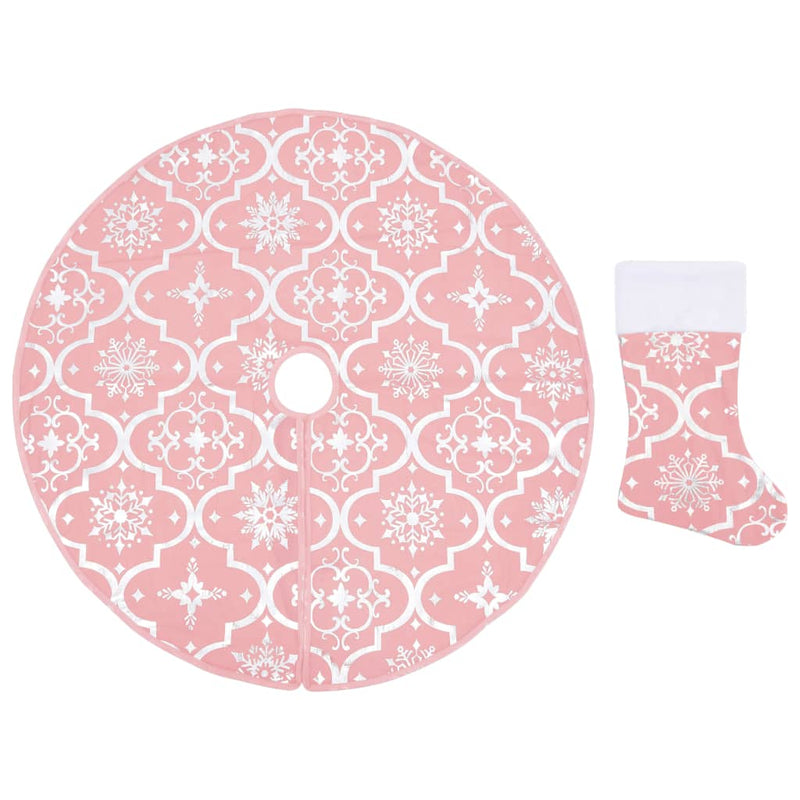 Afbeelding laden in galerijviewer, Vidaxl kerstboomrok luxe met sok 122 cm stof roze

