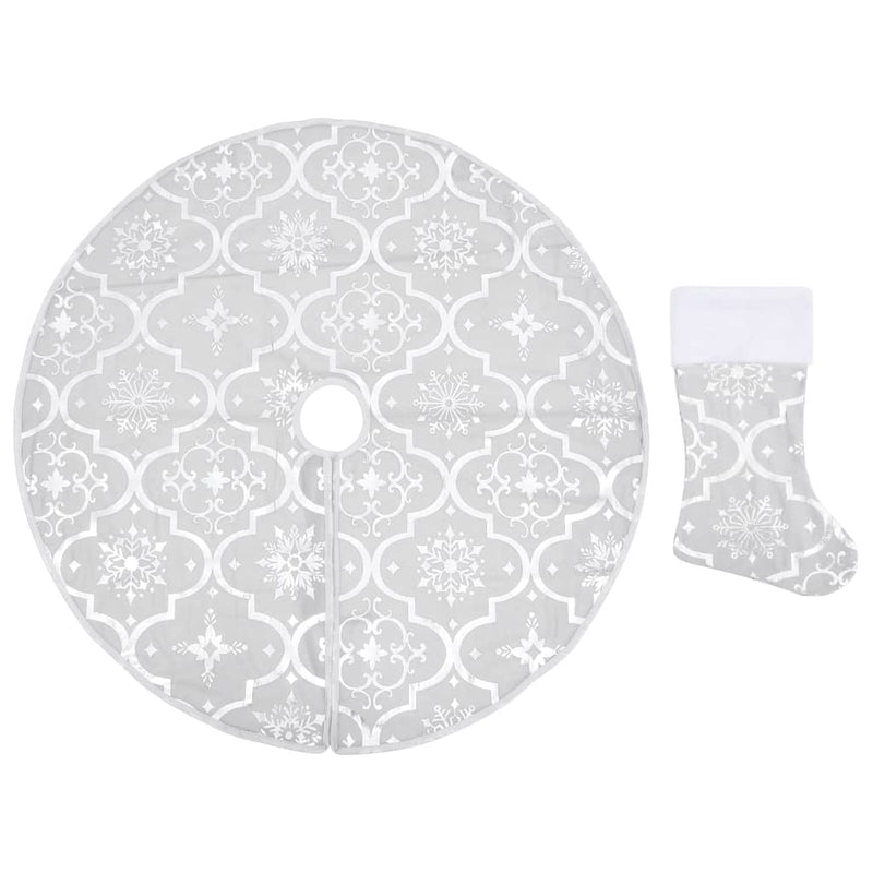 Load image into Gallery viewer, Vidaxl kerstboomrok luxe met sok 90 cm stof wit
