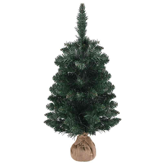 Vidaxl kunstkerstboom met verlichting en standaard 90 cm pvc groen