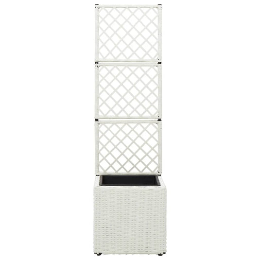 Vidaxl latwerkplantenbak verhoogd met 1 pot 30x30x107 cm rattan wit