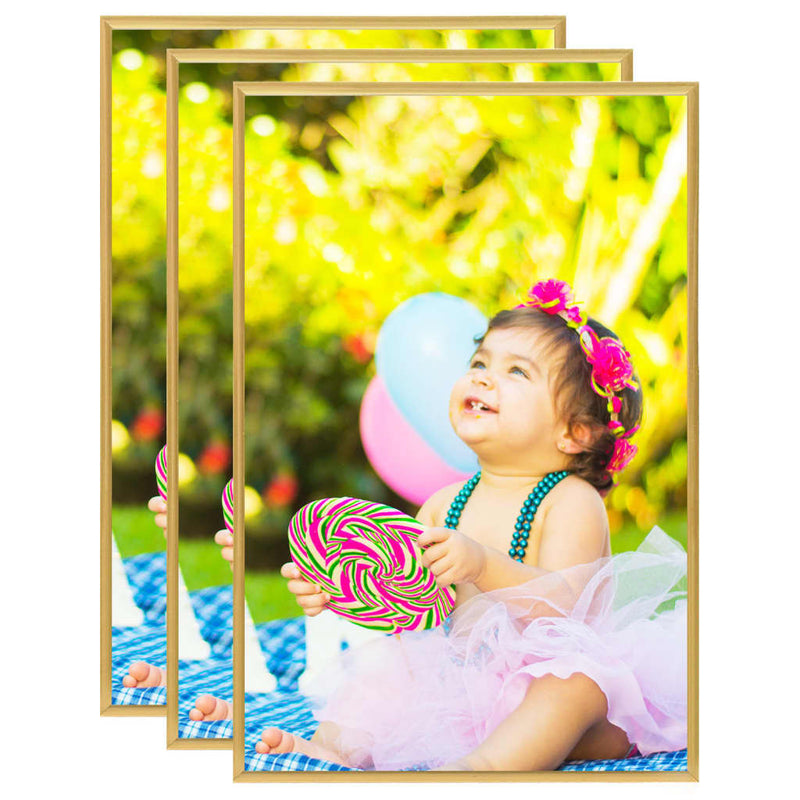 Load image into Gallery viewer, VidaXL Fotolijsten 3 st voor tafel 21x29,7cm MDF goudkleurig
