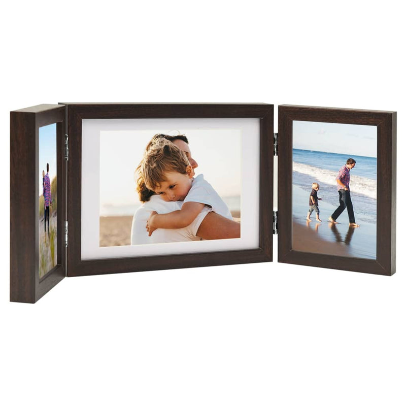 Load image into Gallery viewer, Vidaxl fotolijst drieluik 22x15 cm+2x(10x15 cm) donkerbruin
