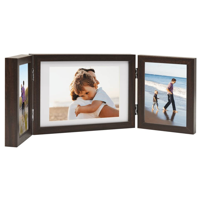 Load image into Gallery viewer, Vidaxl fotolijst drieluik 28x18 cm+2x(13x18 cm) bruin
