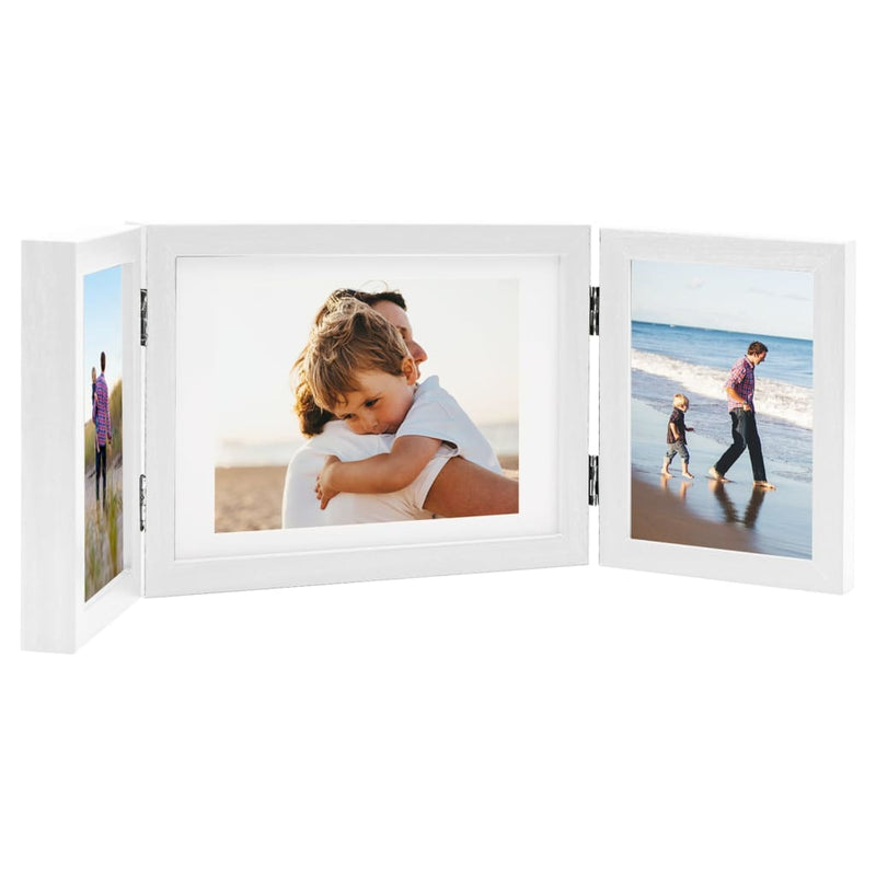 Load image into Gallery viewer, Vidaxl fotolijst drieluik 22x15 cm+2x(10x15 cm) wit
