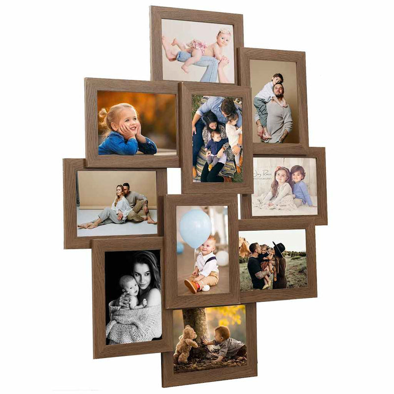 ギャラリービューアに画像をロードする, Vidaxl fotolijst voor 10x(10x15 cm) foto mdf lichtbruin
