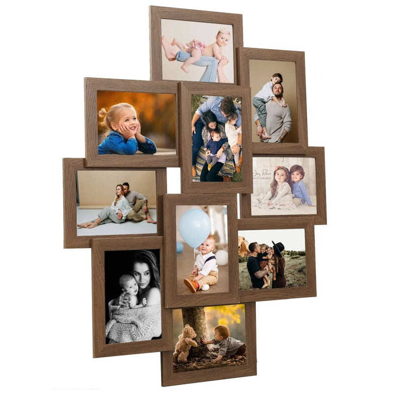 Load image into Gallery viewer, Vidaxl fotolijst voor 10x(13x18 cm) foto mdf lichtbruin
