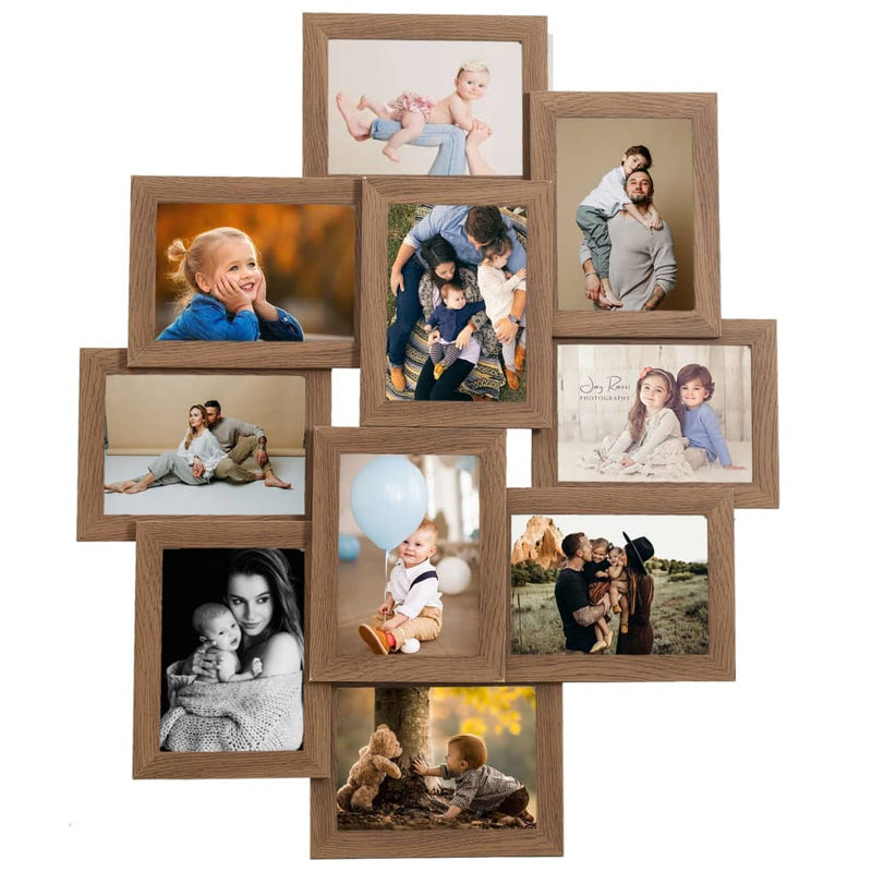 Load image into Gallery viewer, Vidaxl fotolijst voor 10x(13x18 cm) foto mdf lichtbruin
