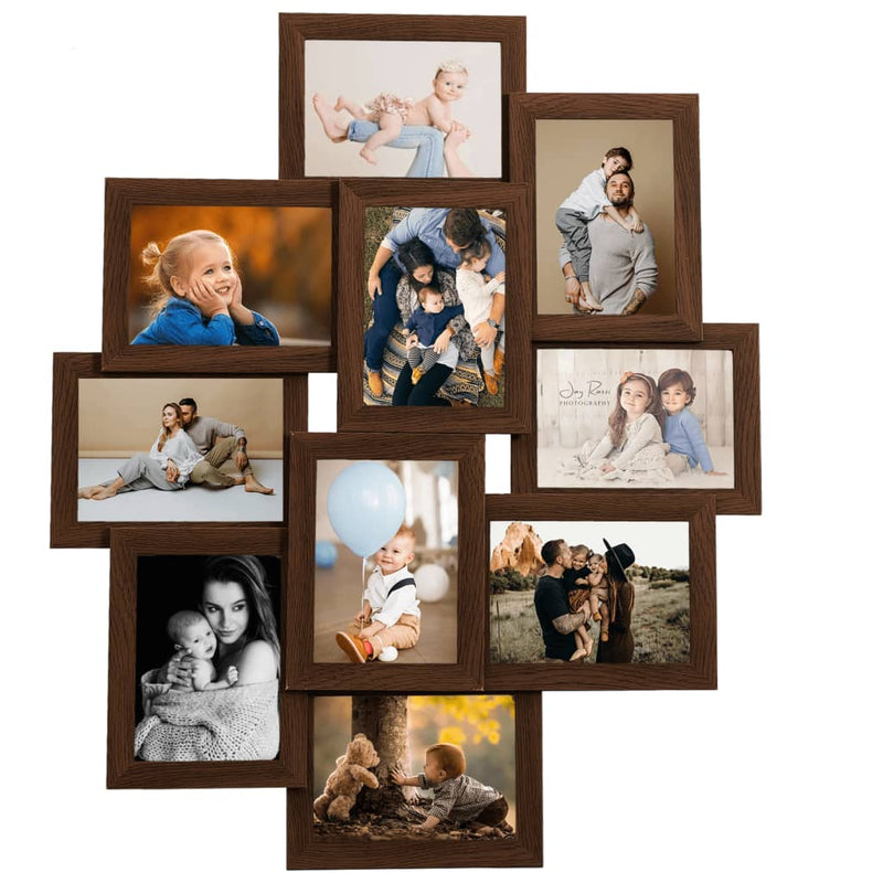 Load image into Gallery viewer, Vidaxl fotolijst voor 10x(10x15 cm) foto mdf donkerbruin
