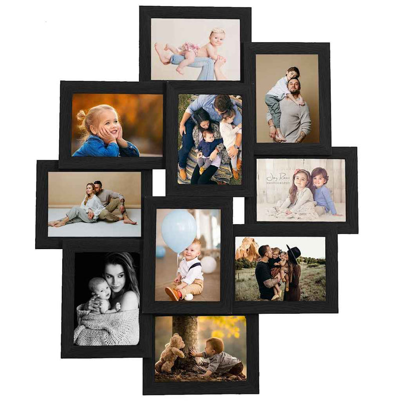 ギャラリービューアに画像をロードする, Vidaxl fotolijst voor 10x(10x15 cm) foto mdf zwart
