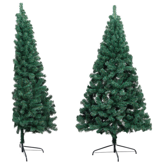 VidaXL Kunstkerstboom met verlichting en kerstballen half 180 cm groen