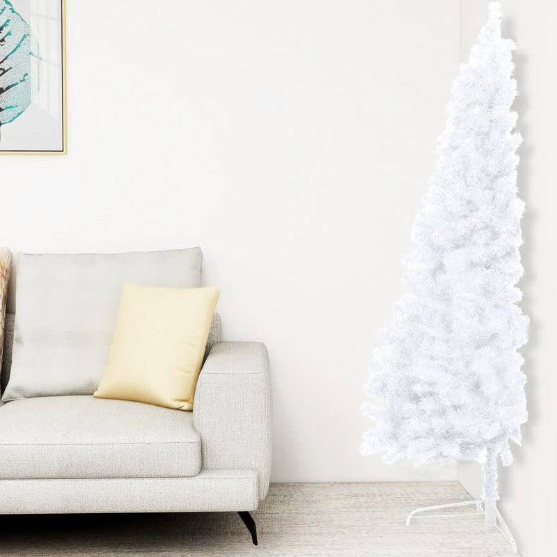 Load image into Gallery viewer, VidaXL Kunstkerstboom met verlichting en kerstballen half 120 cm wit
