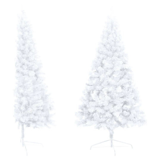 VidaXL Kunstkerstboom met verlichting en kerstballen half 120 cm wit
