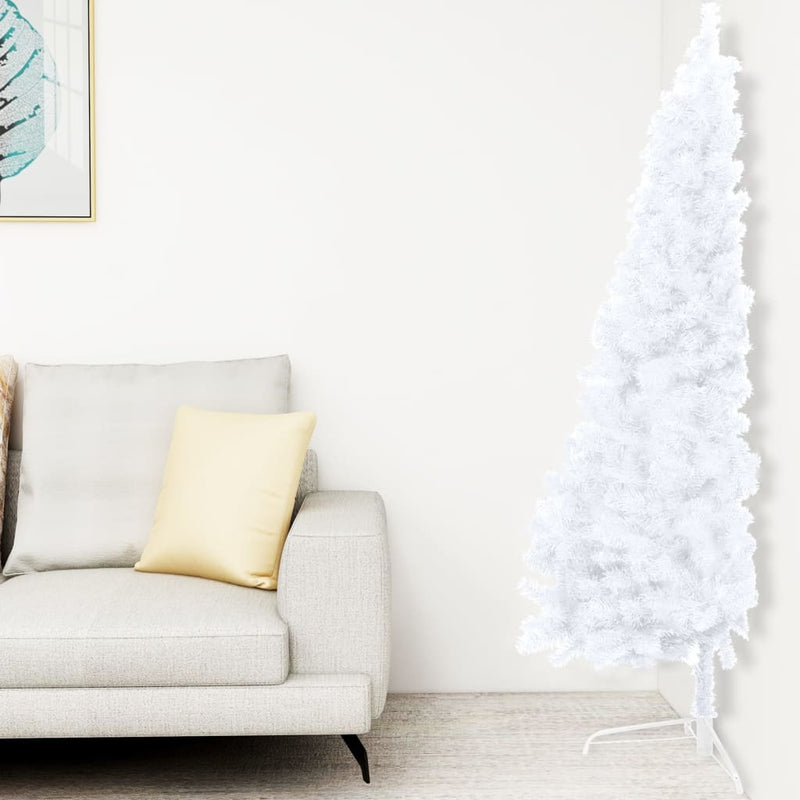 Load image into Gallery viewer, VidaXL Kunstkerstboom met verlichting en kerstballen half 180 cm wit
