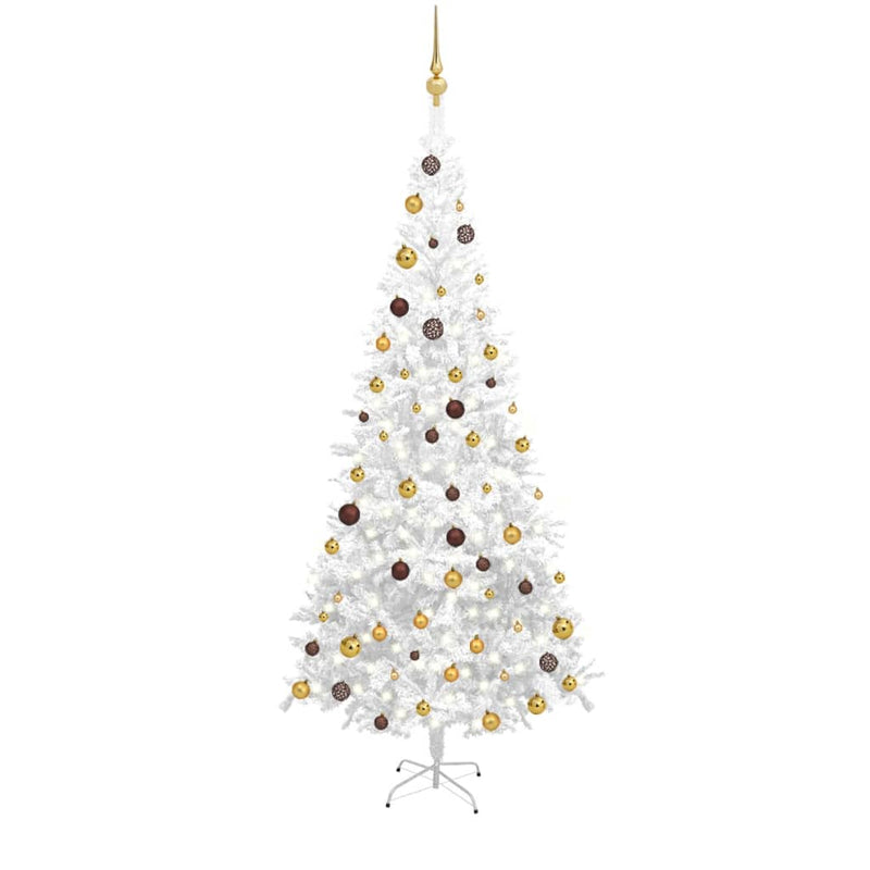 Load image into Gallery viewer, VidaXL Kunstkerstboom met verlichting en kerstballen L 240 cm wit
