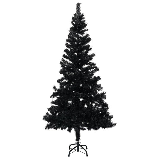 VidaXL Kunstkerstboom met verlichting en kerstballen 150 cm PVC zwart