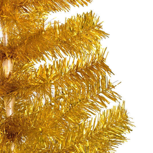VidaXL Kunstkerstboom met verlichting en kerstballen 150 cm PET goud