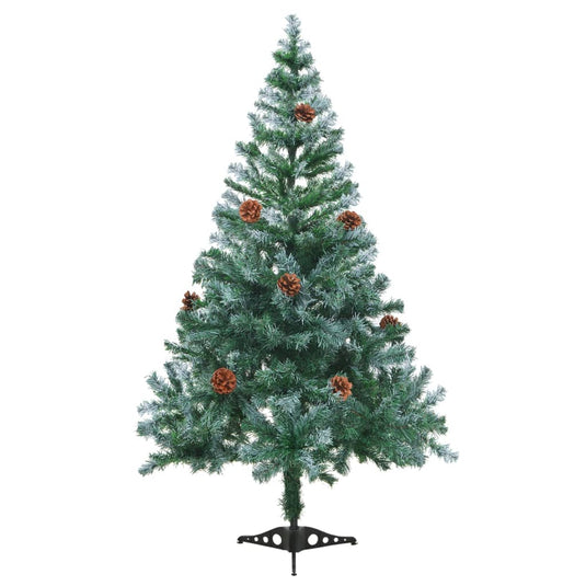 VidaXL Kunstkerstboom met verlichting ballen sneeuw dennenappel 150 cm