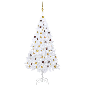 VidaXL Kunstkerstboom met verlichting en kerstballen 210 cm PVC wit