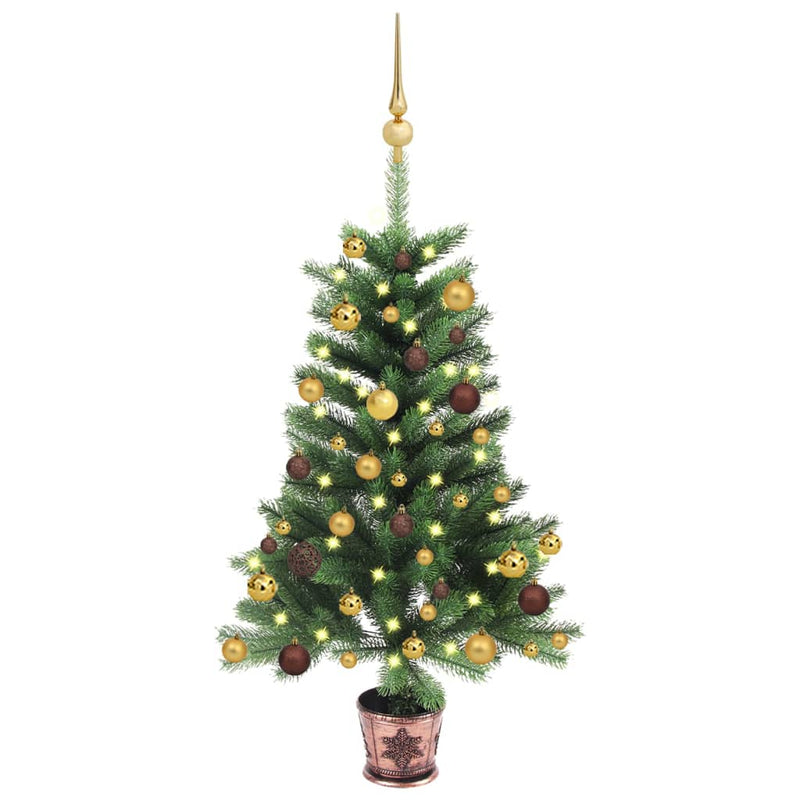 Load image into Gallery viewer, VidaXL Kunstkerstboom met verlichting en kerstballen 65 cm groen
