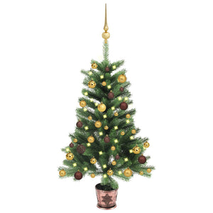 VidaXL Kunstkerstboom met verlichting en kerstballen 90 cm groen