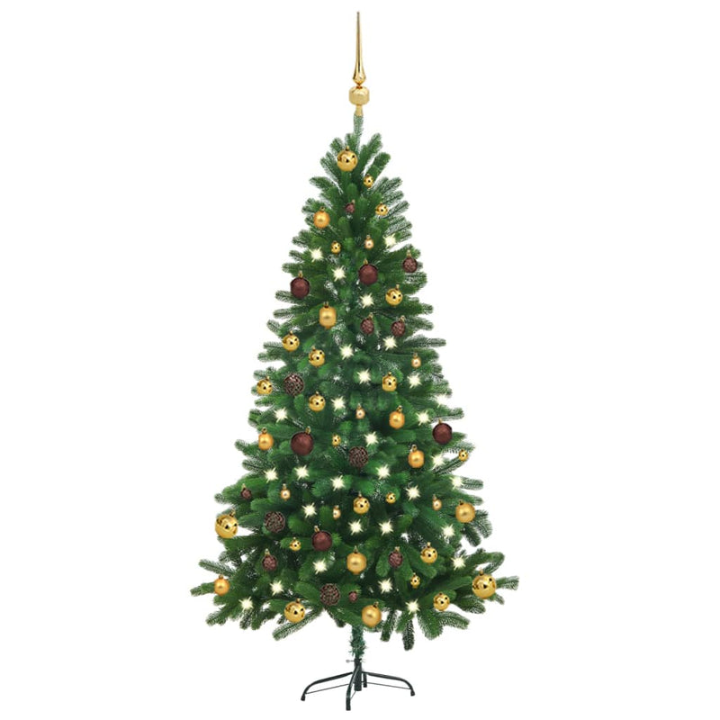 Afbeelding laden in galerijviewer, Vidaxl kunstkerstboom met verlichting en kerstballen 150 cm groen
