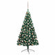 Vidaxl kunstkerstboom met verlichting en kerstballen half 120 cm groen