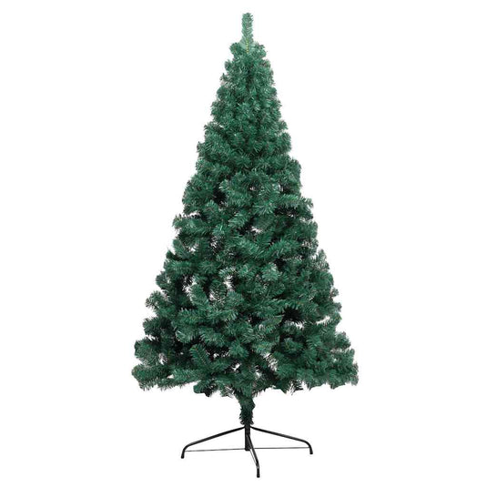 Vidaxl kunstkerstboom met verlichting en kerstballen half 120 cm groen