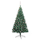 Vidaxl kunstkerstboom met verlichting en kerstballen half 210 cm groen