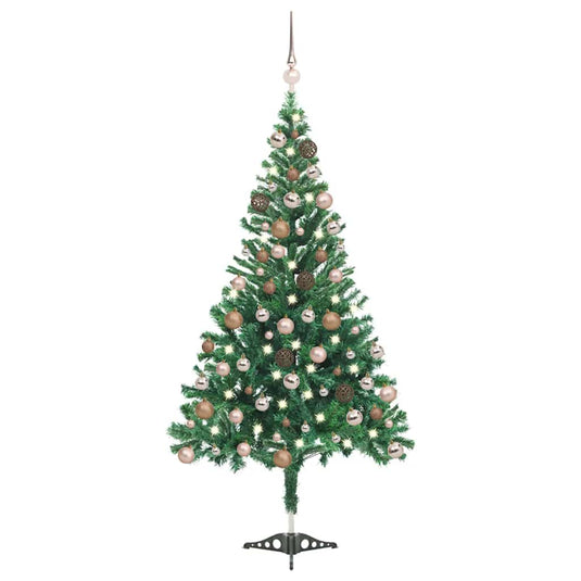 Vidaxl kunstkerstboom met verlichting en kerstballen 230 takken 120 cm