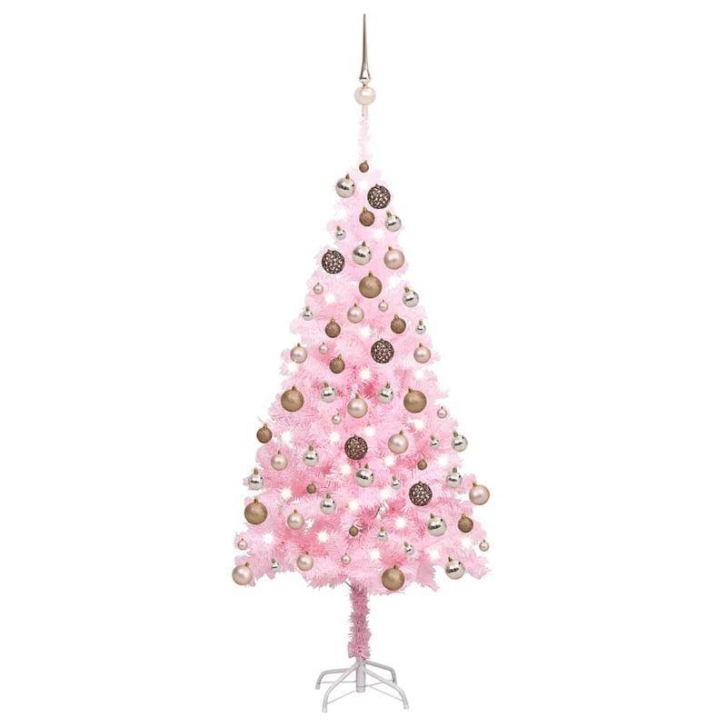 Afbeelding laden in galerijviewer, Vidaxl kunstkerstboom met verlichting en kerstballen 180 cm pvc roze
