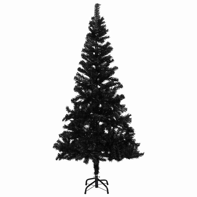 Afbeelding laden in galerijviewer, Vidaxl kunstkerstboom met verlichting en kerstballen 150 cm pvc zwart
