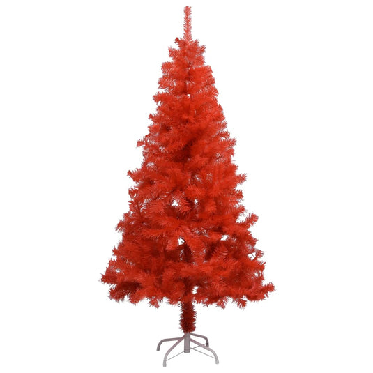 VidaXL Kunstkerstboom met verlichting en kerstballen 150 cm PVC rood