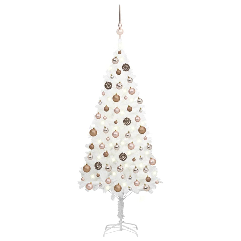 Load image into Gallery viewer, VidaXL Kunstkerstboom met verlichting en kerstballen 180 cm wit
