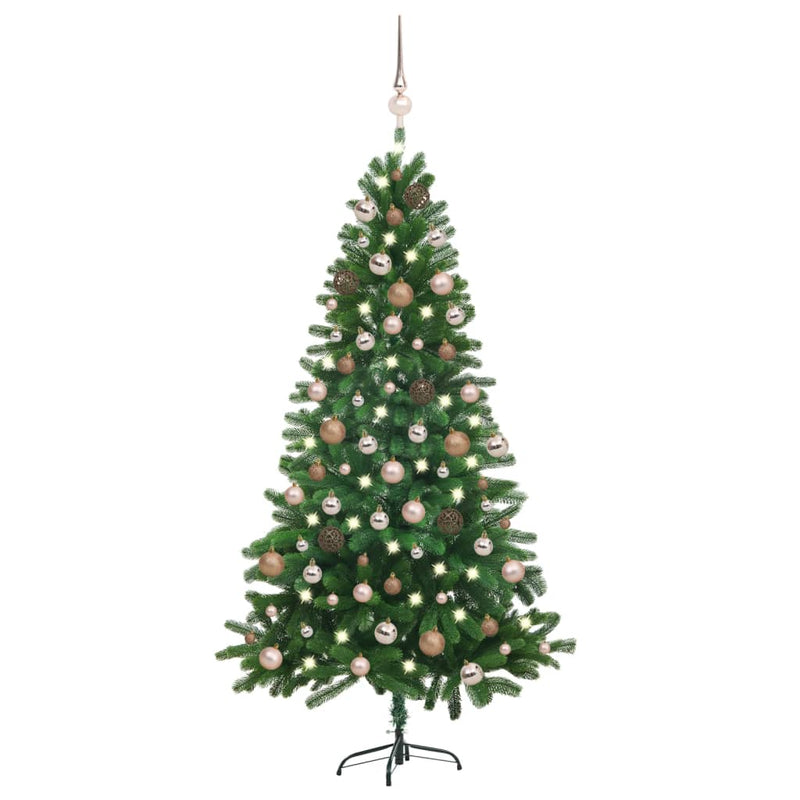 Load image into Gallery viewer, VidaXL Kunstkerstboom met verlichting en kerstballen 180 cm groen
